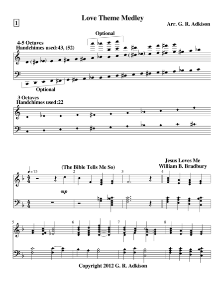 Love Theme Medley (for 4 and 5 octave handbell choirs) image number null