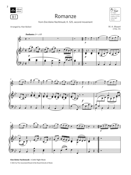 Romanze (from Eine kleine Nachtmusik) (Grade 4 List B1 from the ABRSM Clarinet syllabus from 2022)