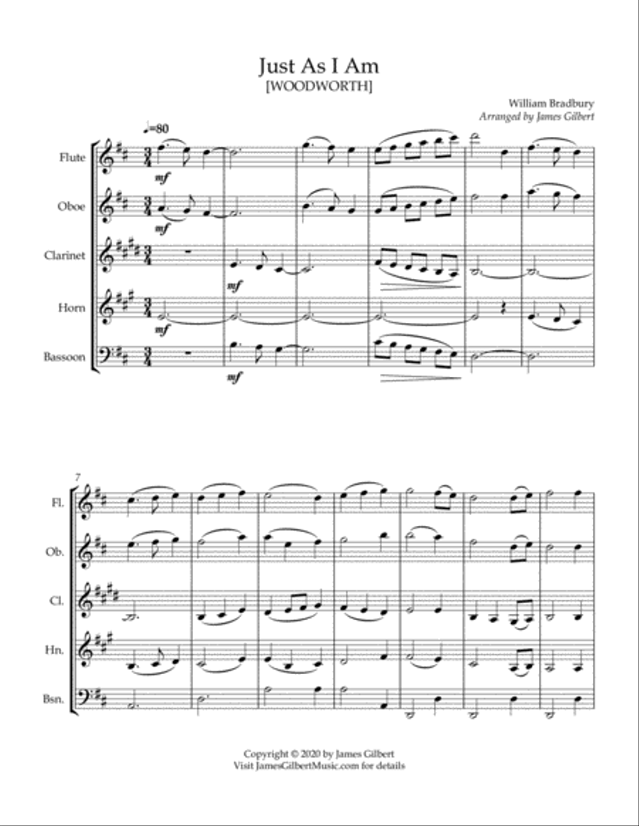 Just As I Am Just As I Am Woodwind Quintet scores gallery preview page 6