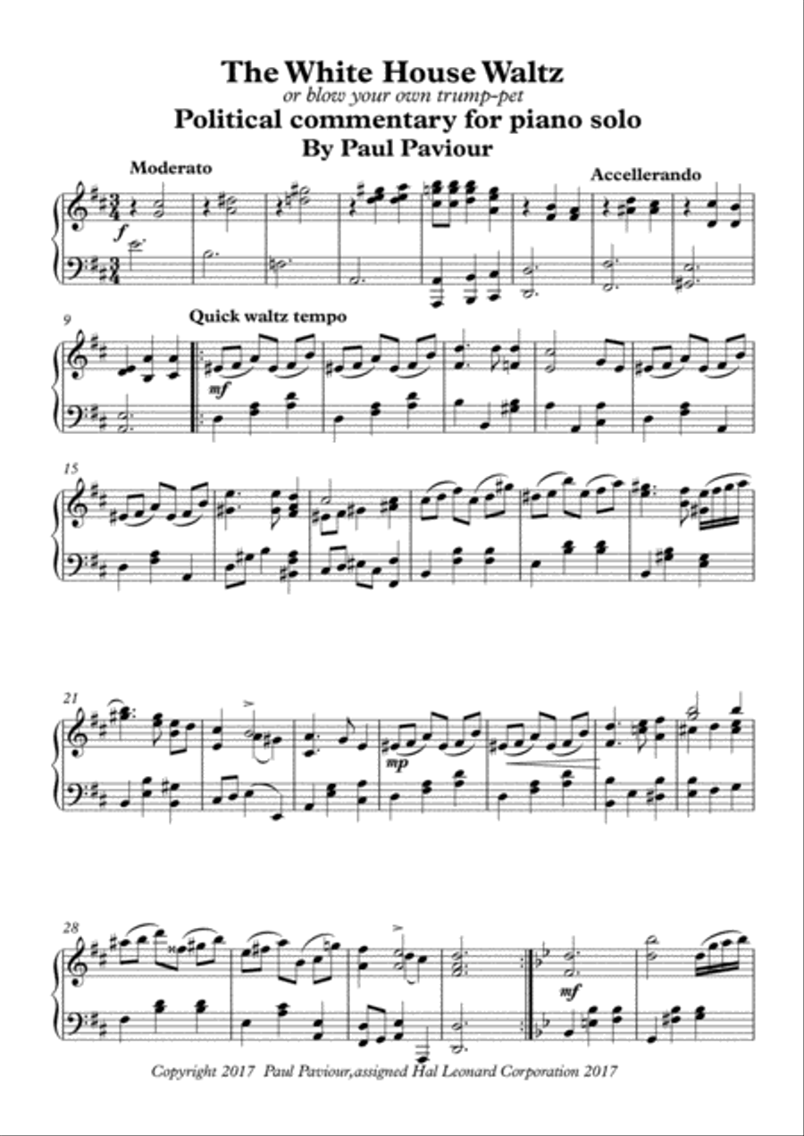 White House Waltz (Blow your own Trump-et) Piano Solo scores gallery preview page 1