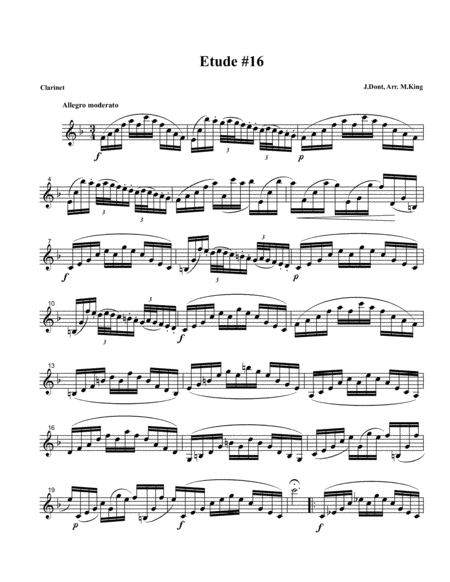 Clarinet Etude #16, Arr. Marten King