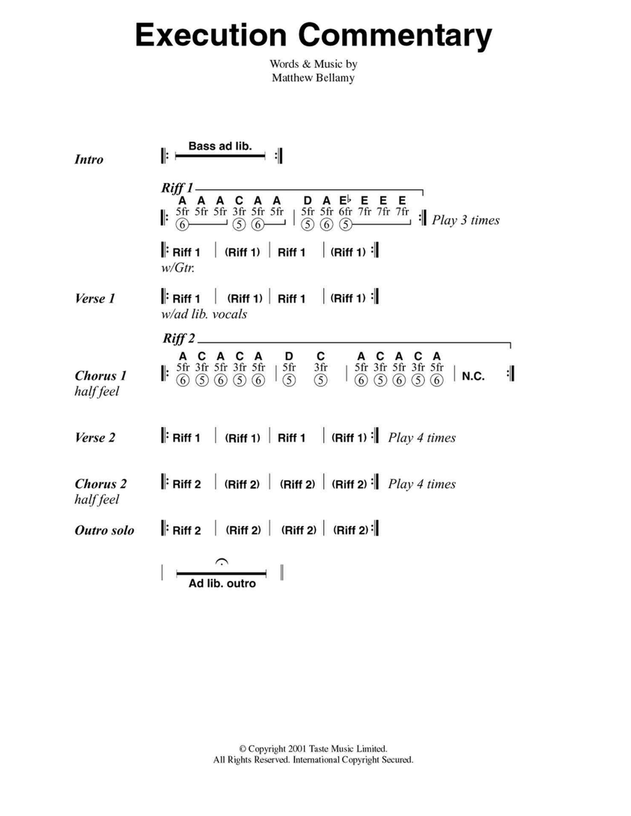 Execution Commentary Easy Guitar scores gallery preview page 1