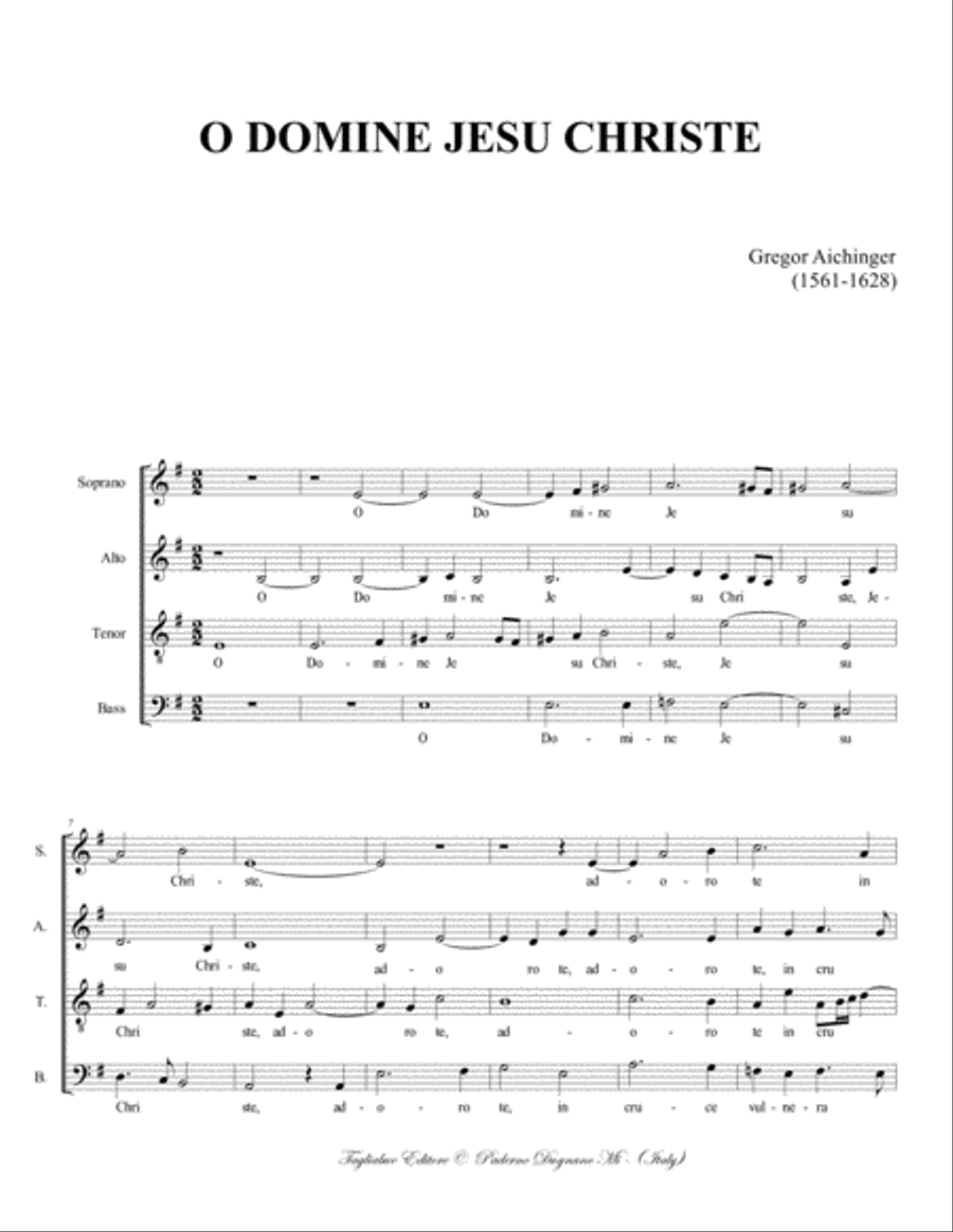 O DOMINE JESU CHRISTE - AICHINGER - For SATB Choir 4-Part scores gallery preview page 2
