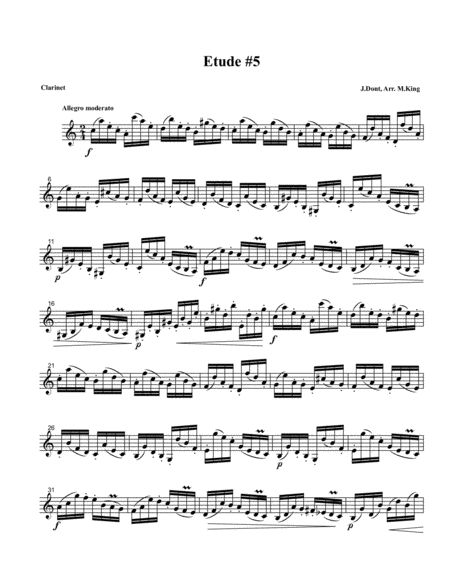 Clarinet Etude #5, Arr. Marten King