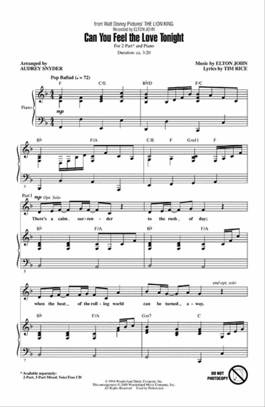 Can You Feel the Love Tonight 2-Part scores gallery preview page 2