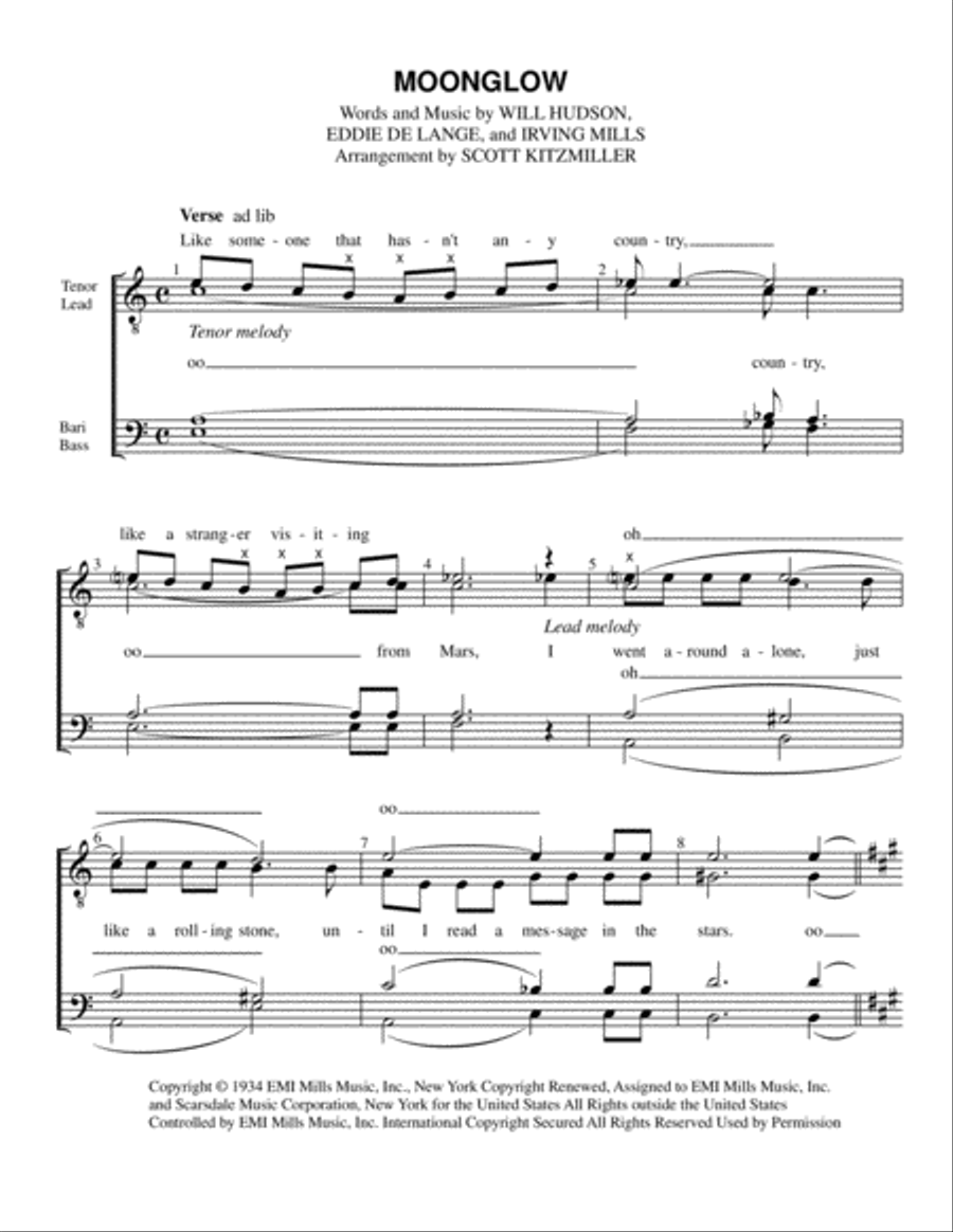Moonglow TTBB scores gallery preview page 1