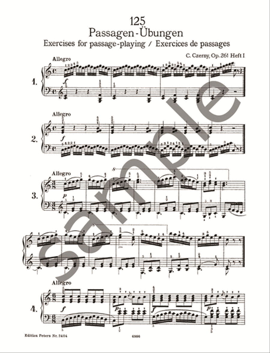 125 Exercises for Passage Playing Op. 261 for Piano Piano Method scores gallery preview page 3