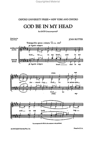 God be in my head