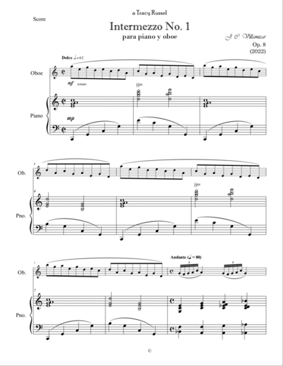 Intermezzo No. 1 para piano y oboe Piano scores gallery preview page 2