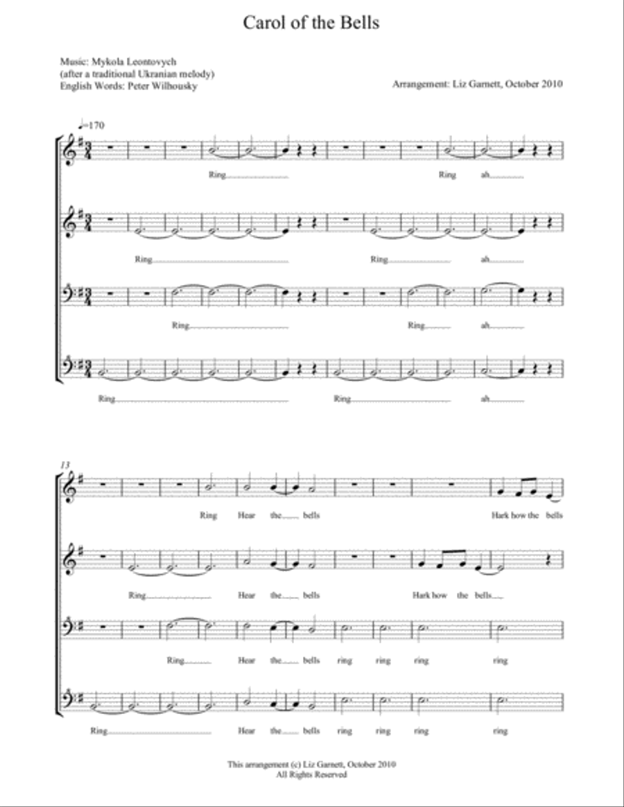 Carol of the Bells SSAA scores gallery preview page 1