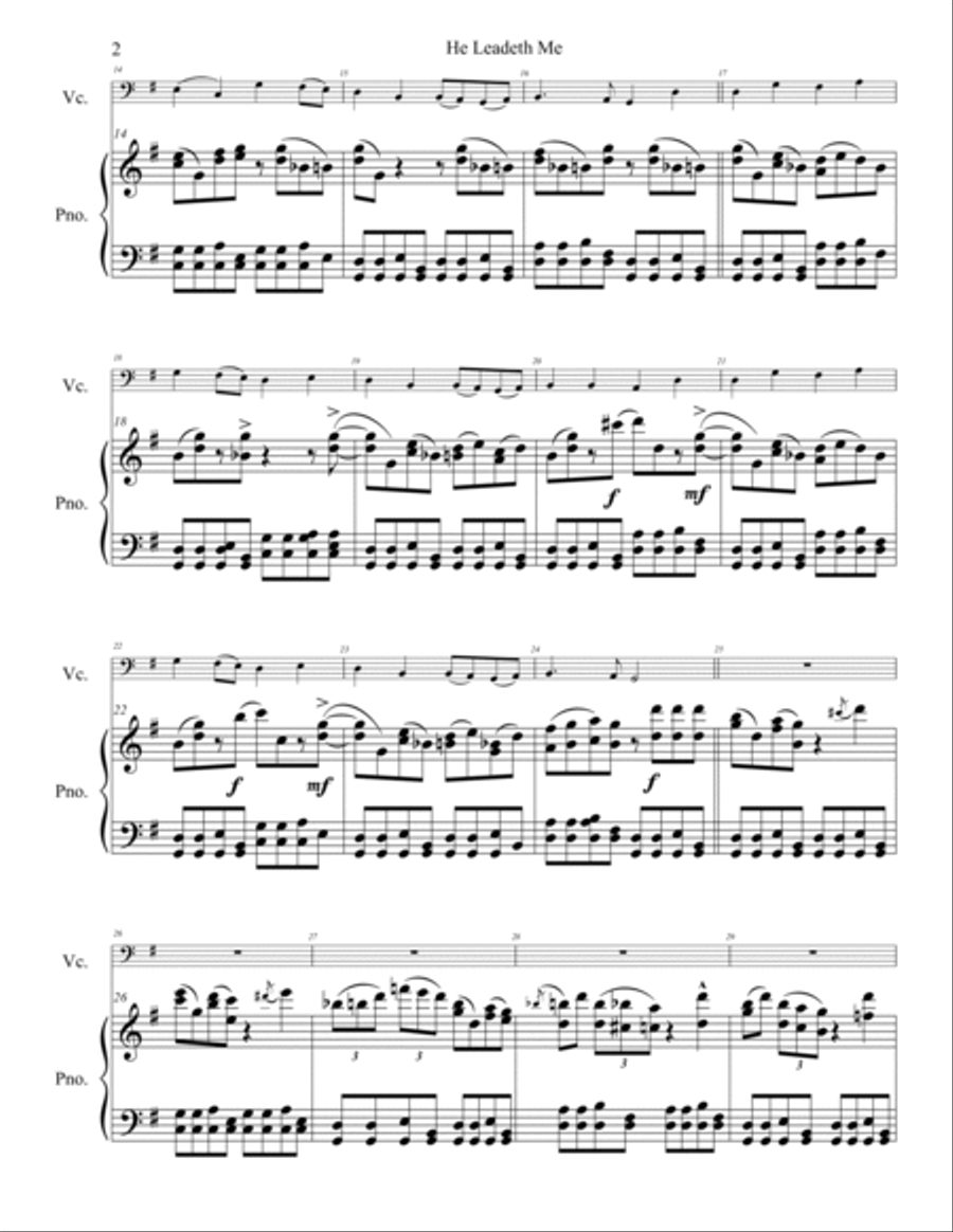 He Leadeth Me for Cello Piano scores gallery preview page 3