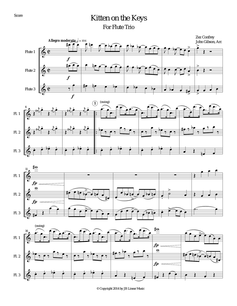 Flute Trio: Kitten on the Keys Flute Trio scores gallery preview page 2