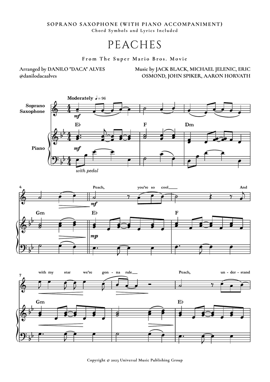 Peaches Soprano Saxophone scores gallery preview page 1