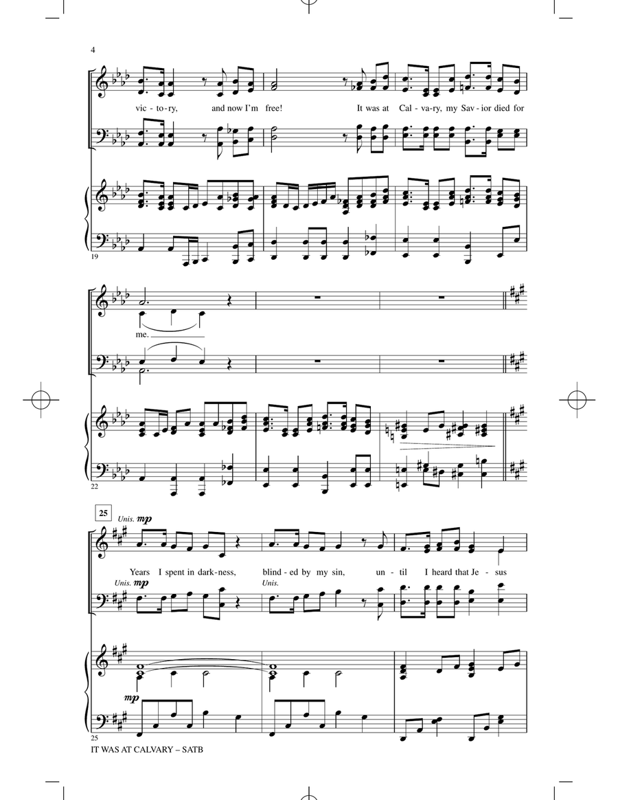 It Was At Calvary by Gary Hallquist 4-Part - Digital Sheet Music page 3