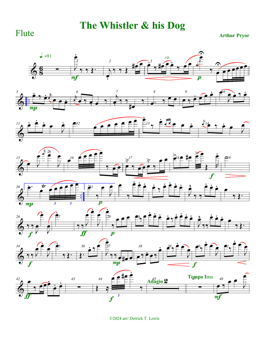 A Whistler and his Dog Woodwind Quintet scores gallery preview page 1