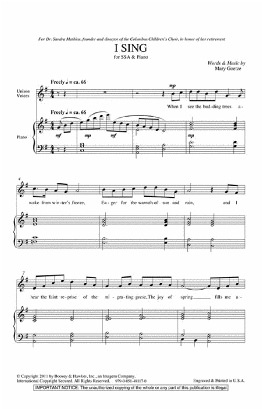 I Sing I Sing SSA scores gallery preview page 2