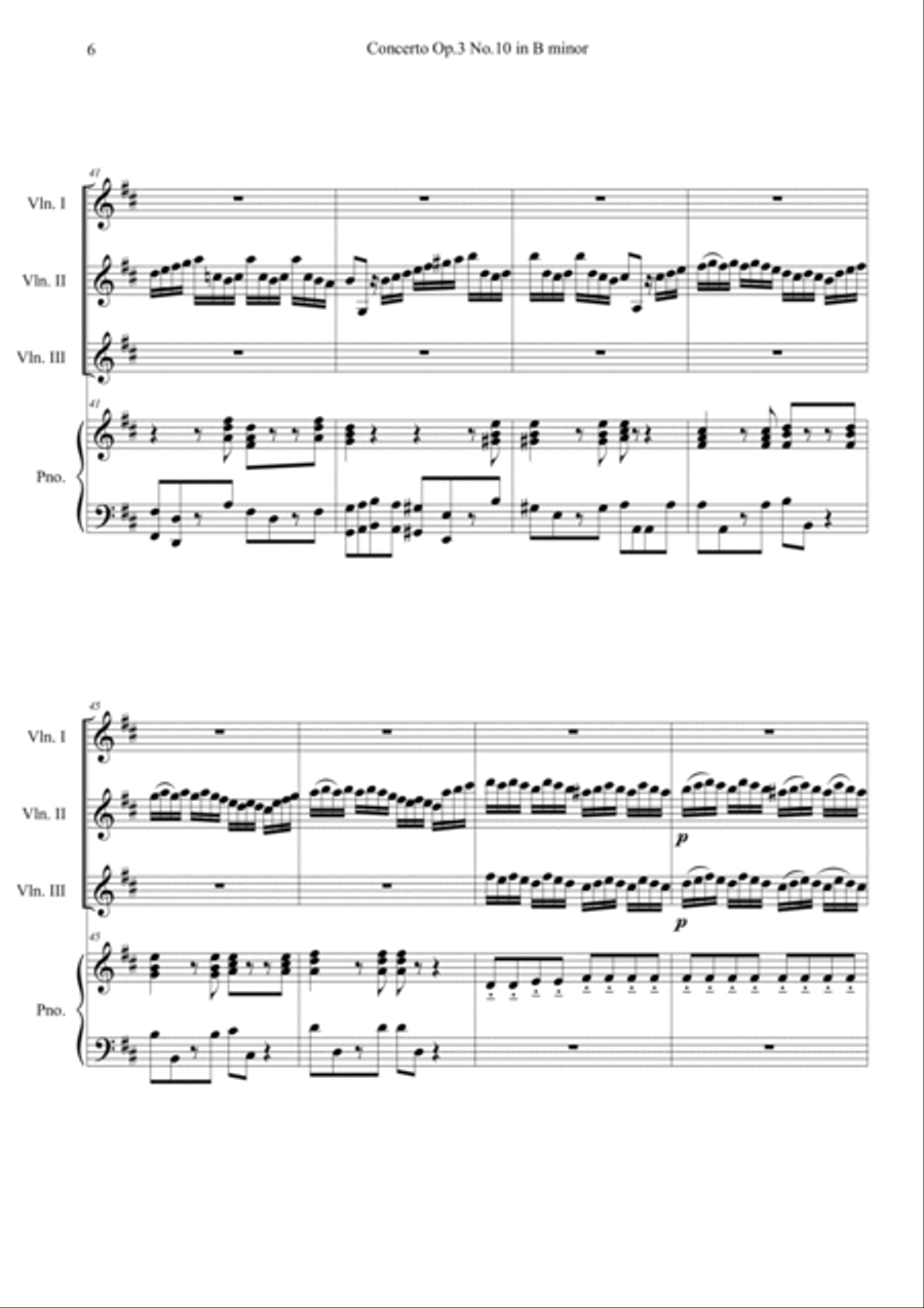 Concerto Op.3 No.10 in B minor RV 580 I. Allegro Piano Quartet scores gallery preview page 6