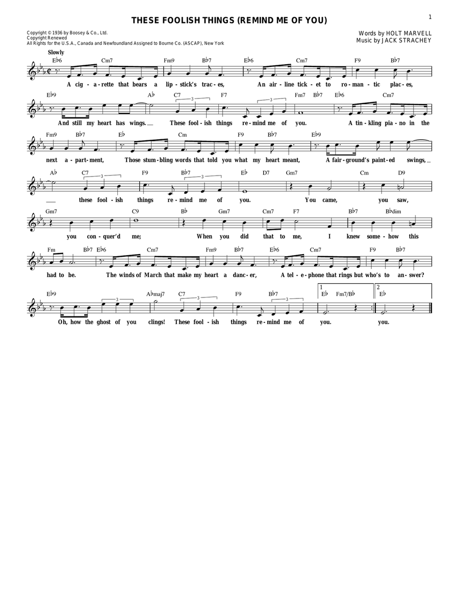 These Foolish Things (Remind Me Of You) Electric Guitar scores gallery preview page 1