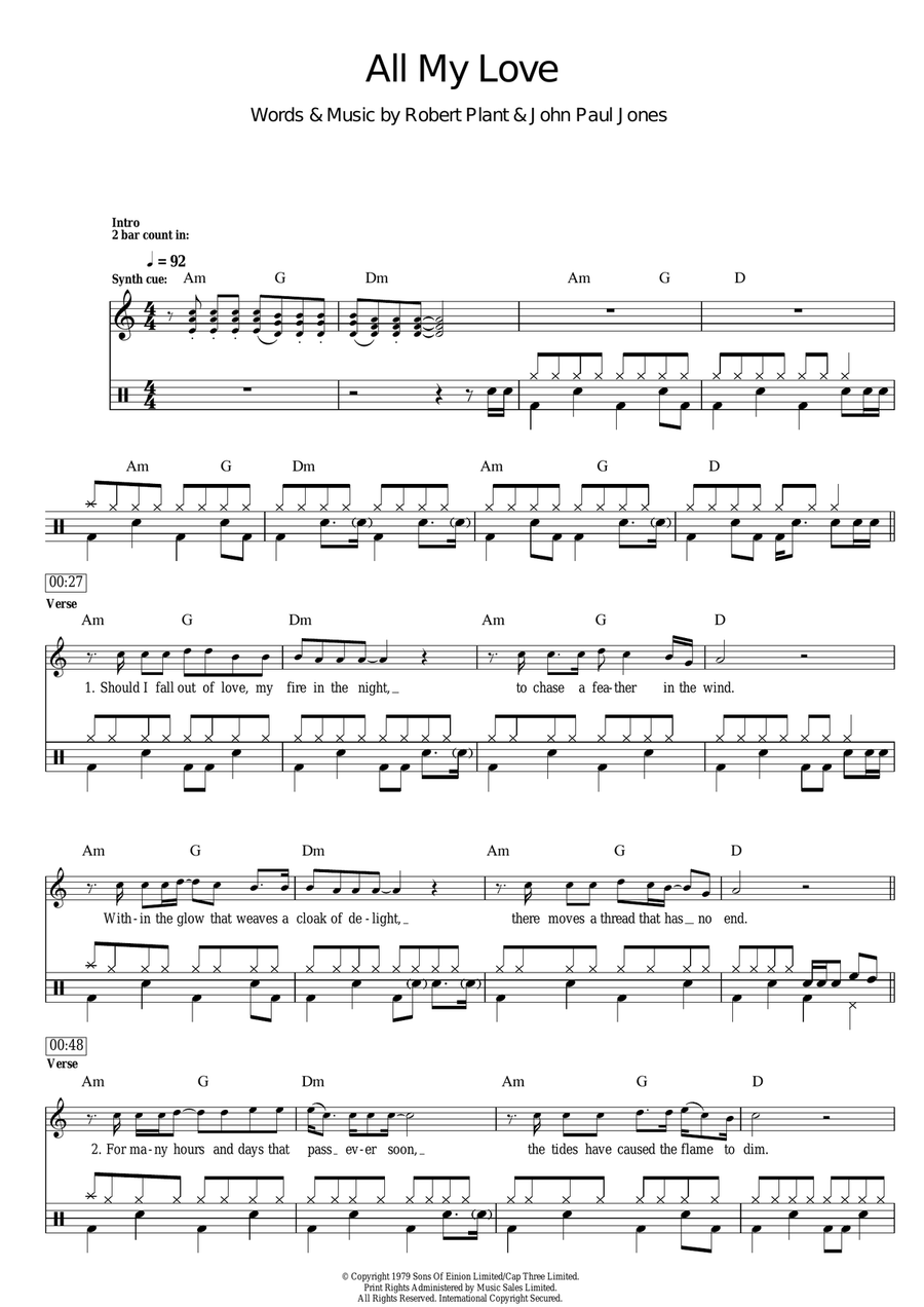 All My Love All My Love Drum Set scores gallery preview page 1