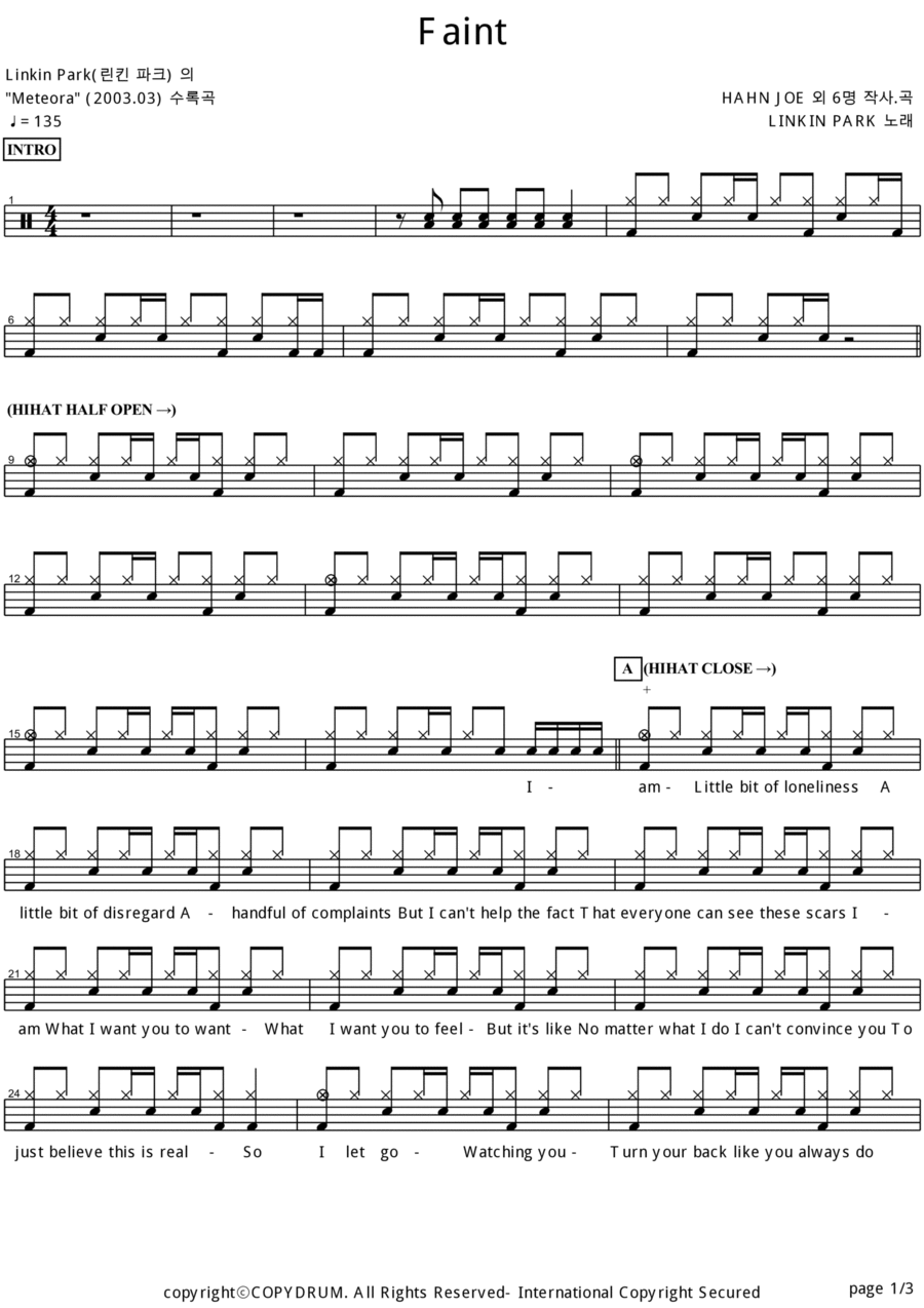 Faint Drum Set scores gallery preview page 1