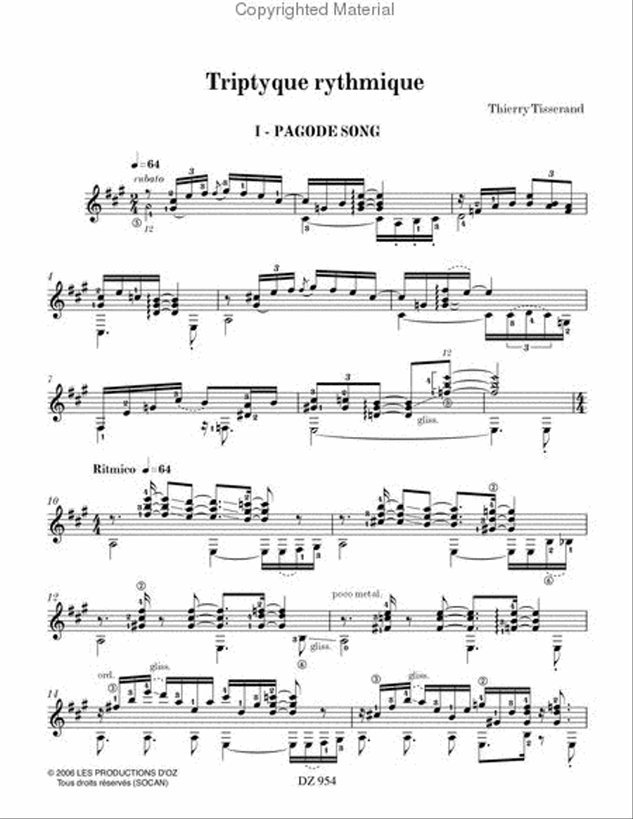 Tryptique rythmique Classical Guitar scores gallery preview page 2