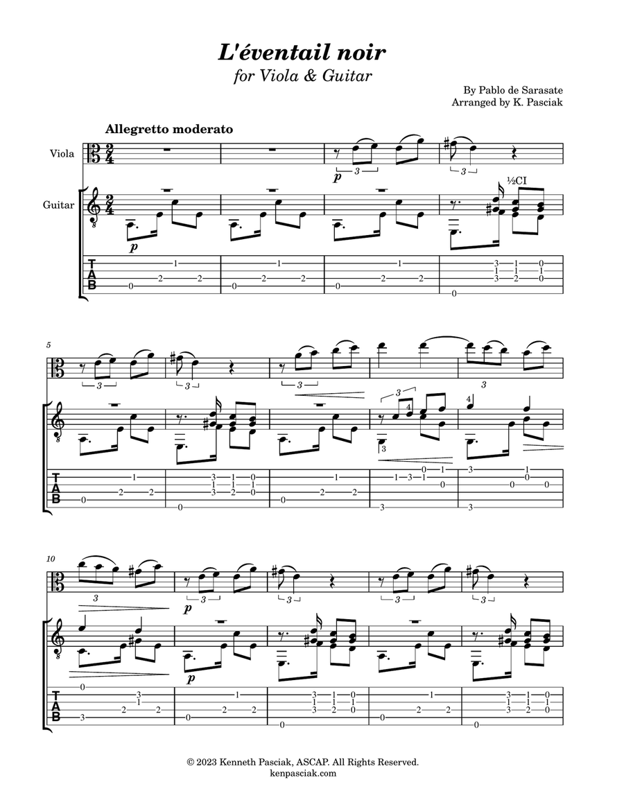 L'éventail noir (for Viola & Guitar) String Duet scores gallery preview page 3