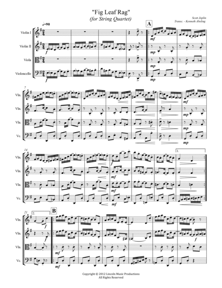 Joplin - “Fig Leaf Rag” (for String Quartet) image number null