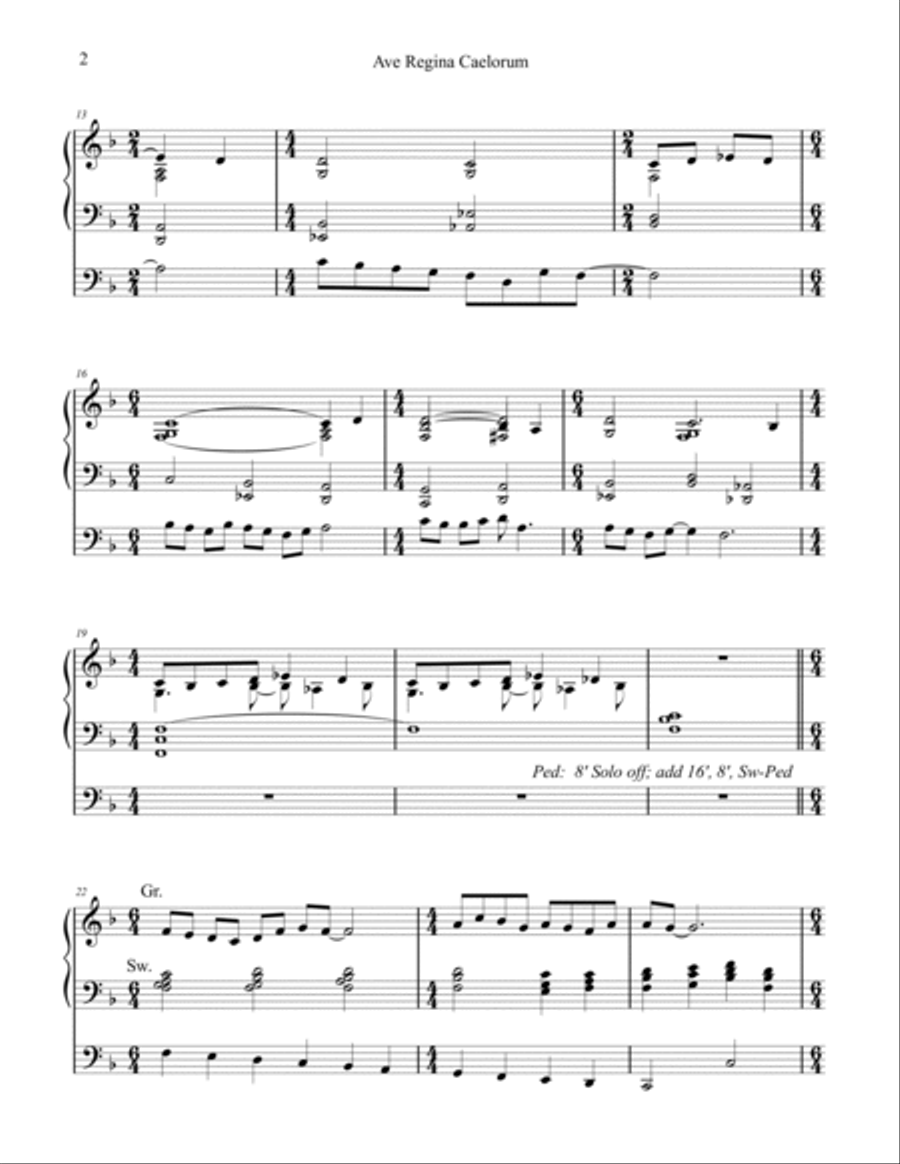 Ave Regina Caelorum, organ work by Phil Lehenbauer Organ Solo scores gallery preview page 3