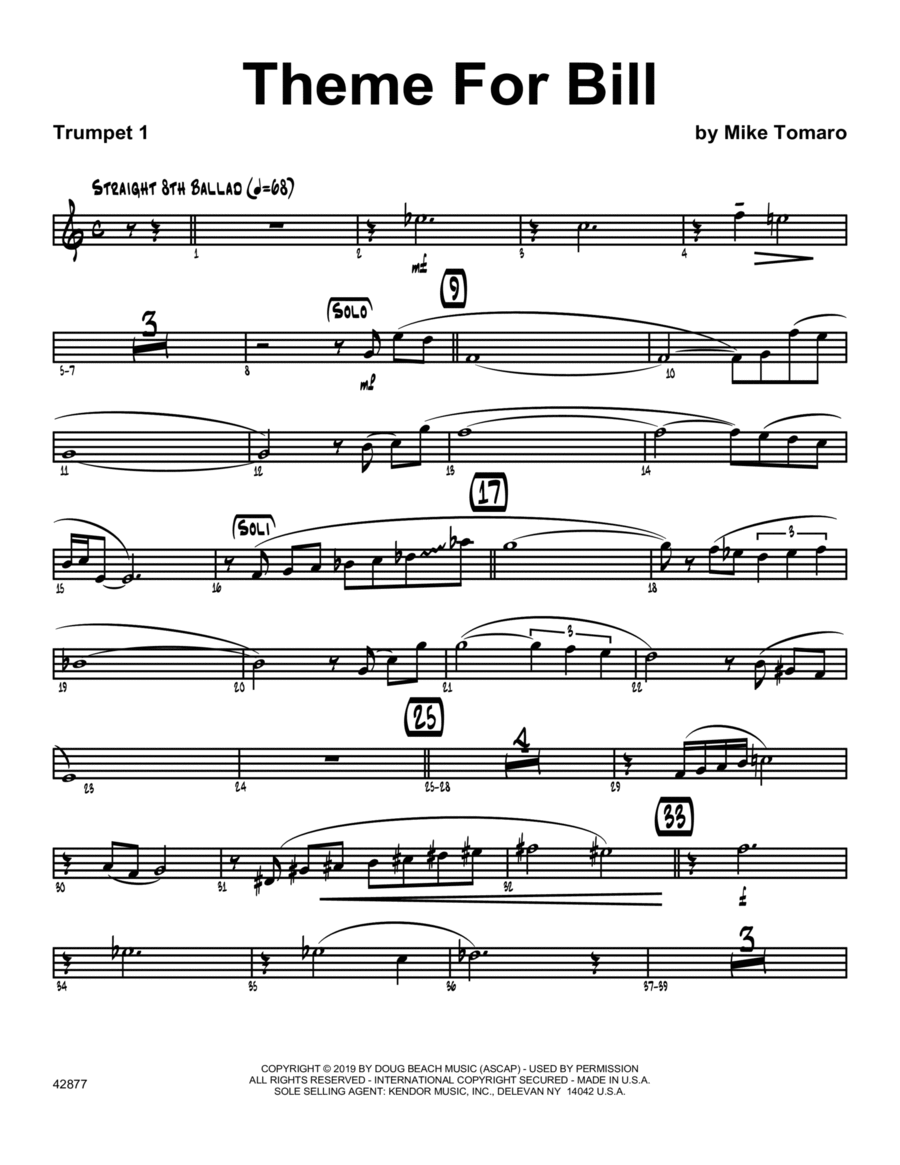Theme For Bill - 1st Bb Trumpet