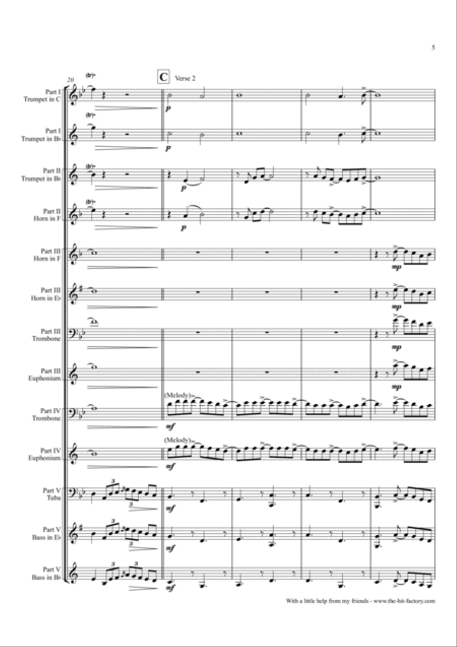 With A Little Help From My Friends Euphonium scores gallery preview page 5