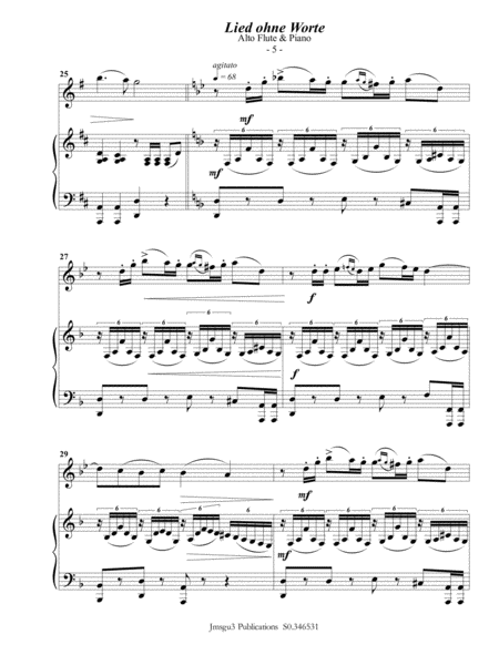 Mendelssohn: Song Without Words Op. 109 for Alto Flute & Piano image number null