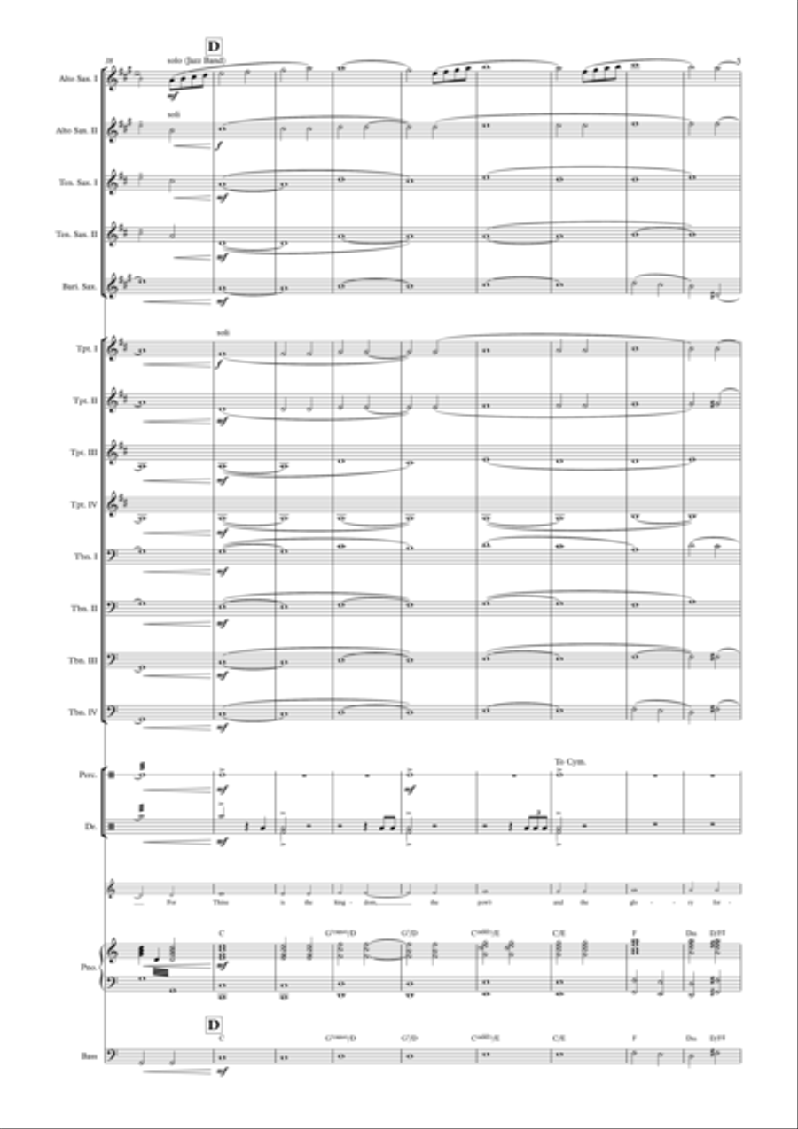 The Lord's Prayer Jazz Ensemble scores gallery preview page 5
