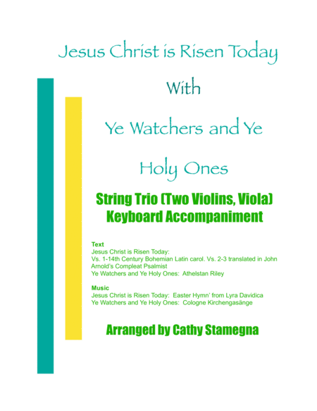 Jesus Christ is Risen Today with Ye Watchers and Ye Holy Ones-String Trio (Two Violins, Viola), Acc. image number null