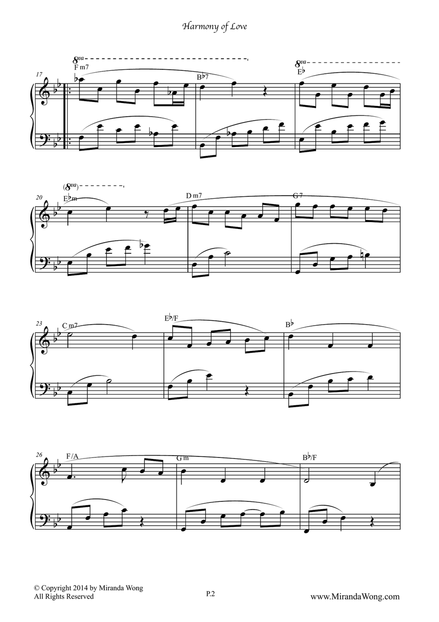 Harmony of Love in Bb Key - Romantic Piano Solo Harmony of Love in Bb Key - Romantic Piano Solo Piano Solo scores gallery preview page 2