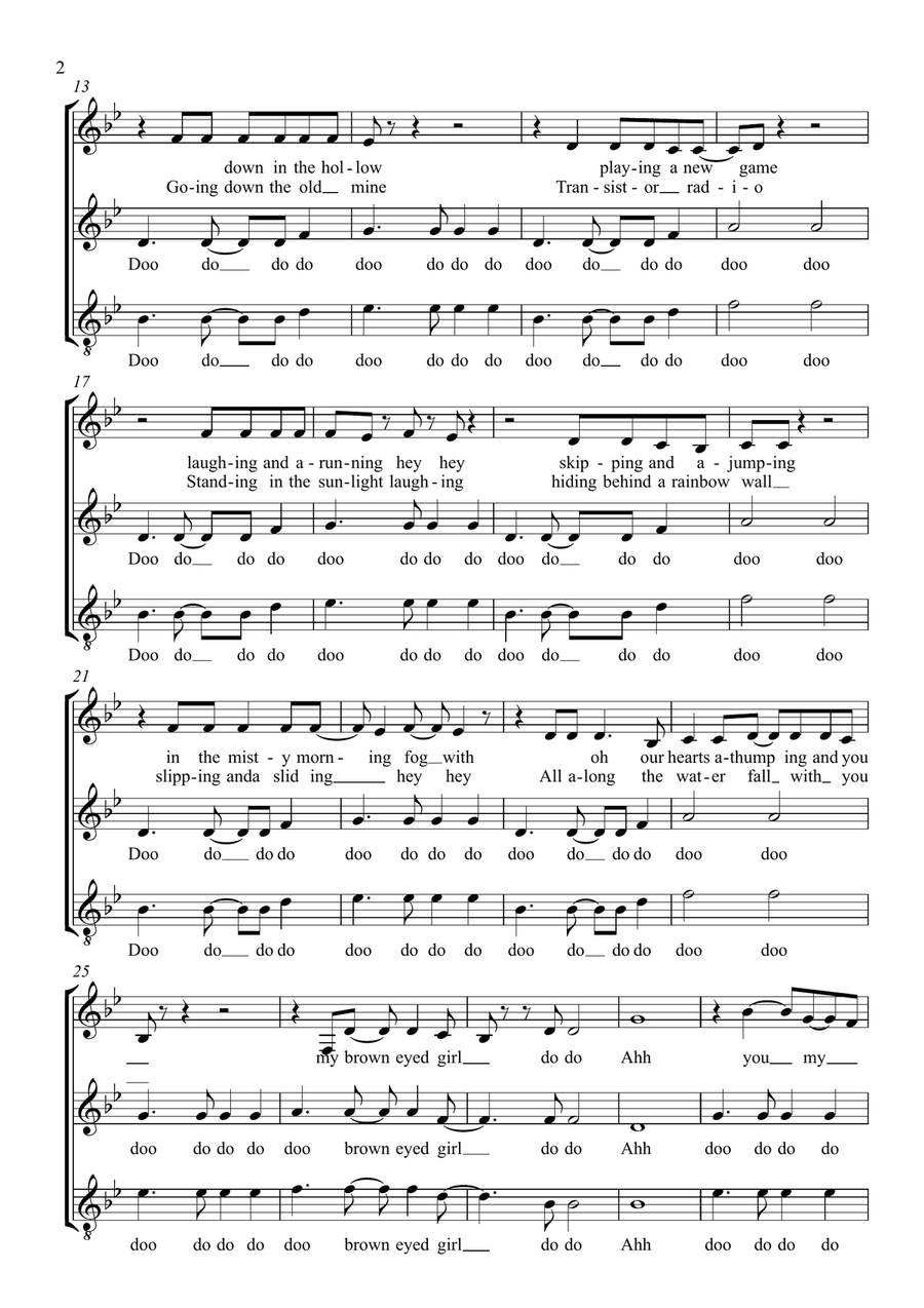 Brown Eyed Girl 3-Part scores gallery preview page 2