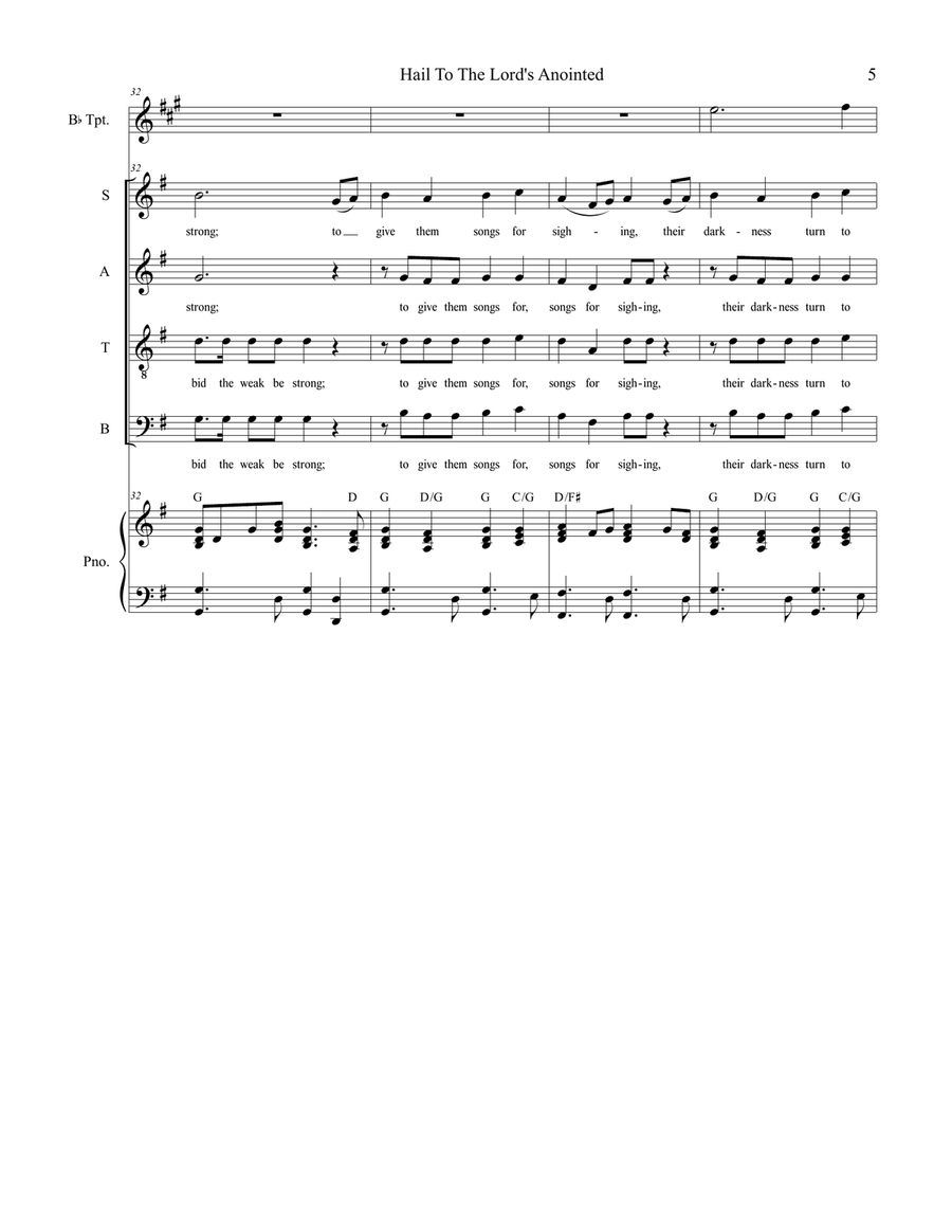 Hail To The Lord's Anointed (SATB) 4-Part scores gallery preview page 5