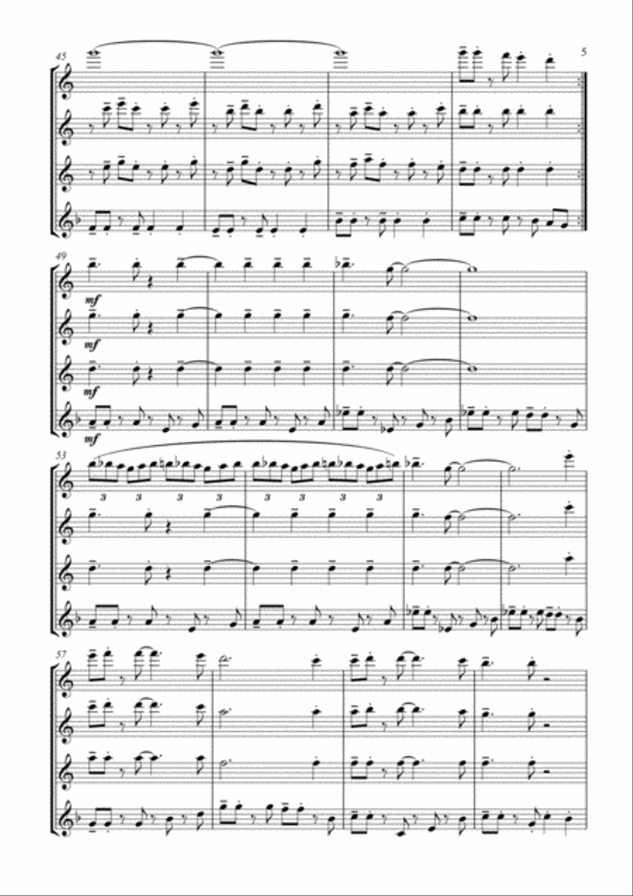 Take On Me Woodwind Quartet scores gallery preview page 5