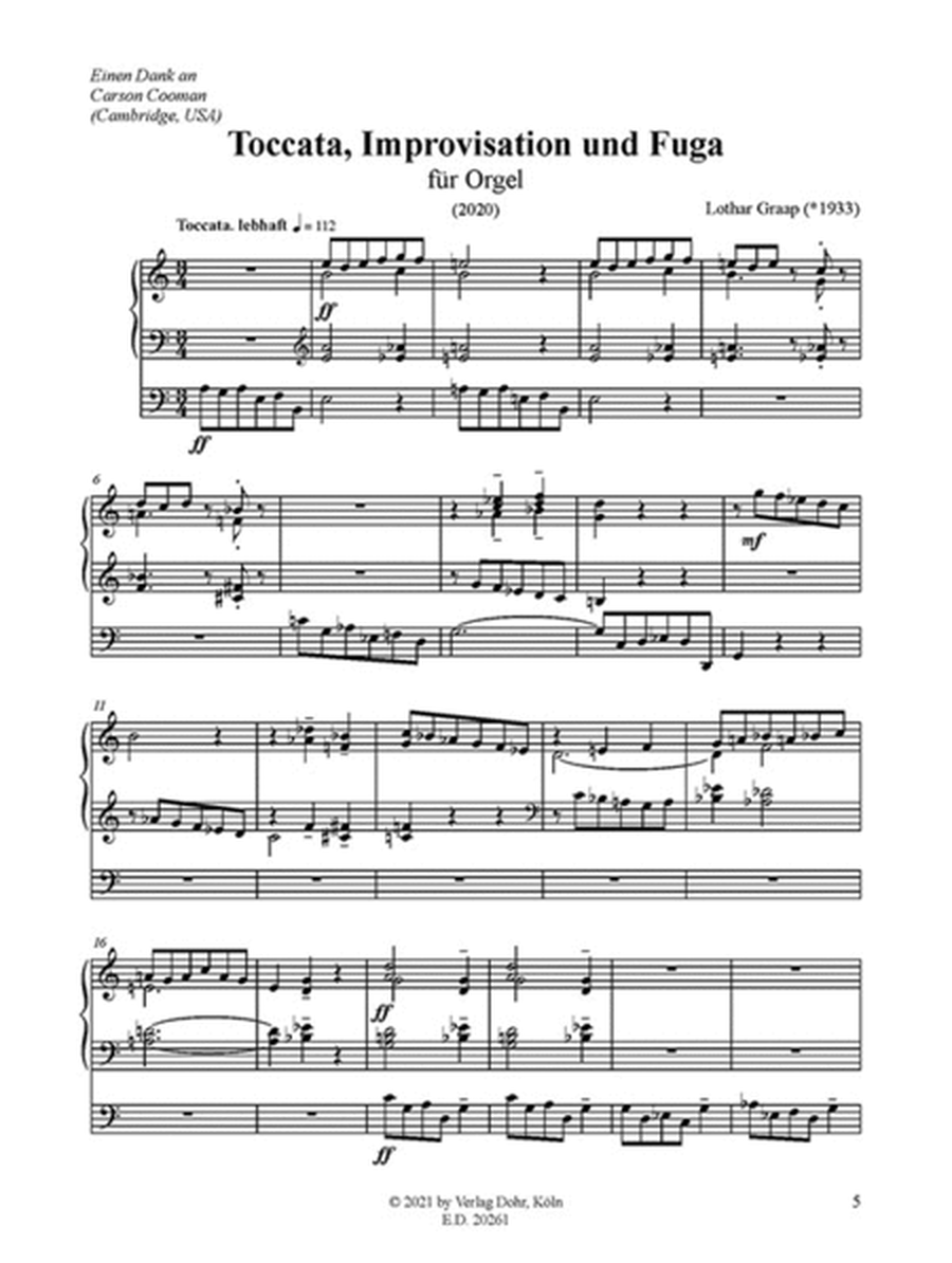 Toccata, Improvisation und Fuge für Orgel (2020)
