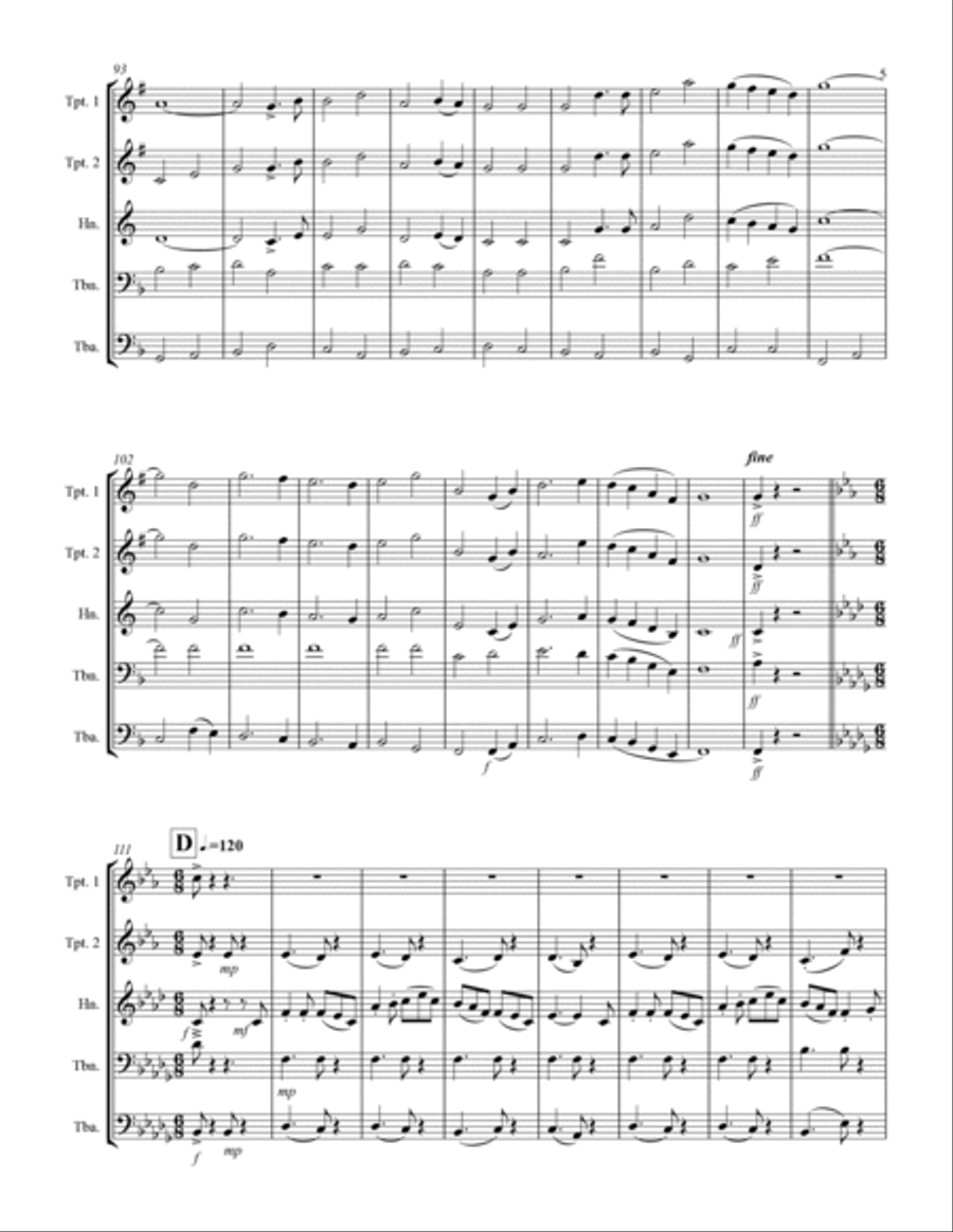 Holst - Second Suite for Military Band in F (for Brass Quintet) Brass Quintet scores gallery preview page 6