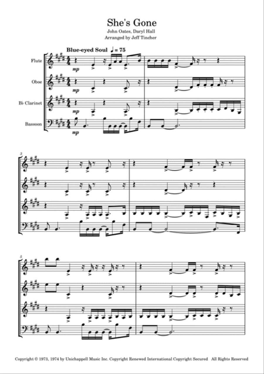 She's Gone She's Gone Woodwind Quartet scores gallery preview page 2