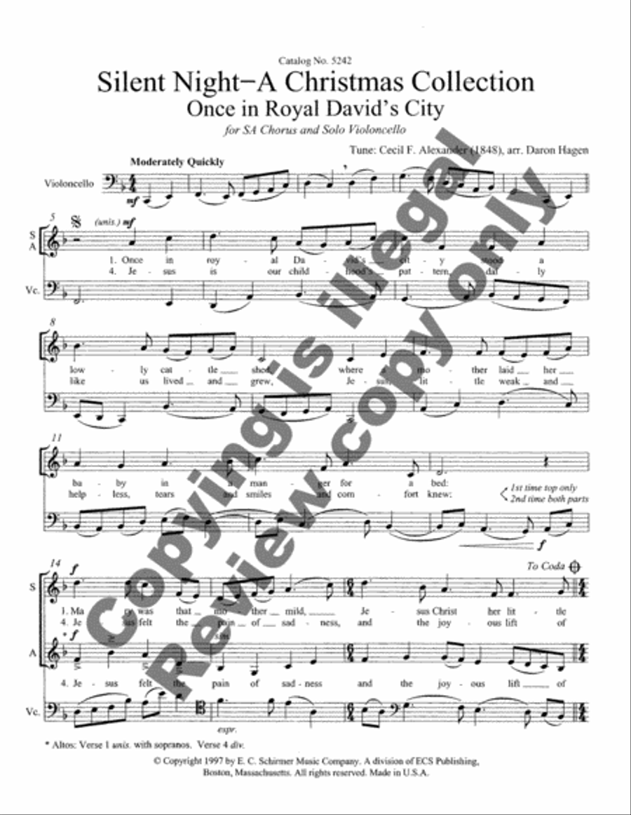 Silent Night-A Christmas Collection: Once in Royal David's City (Choral Score)