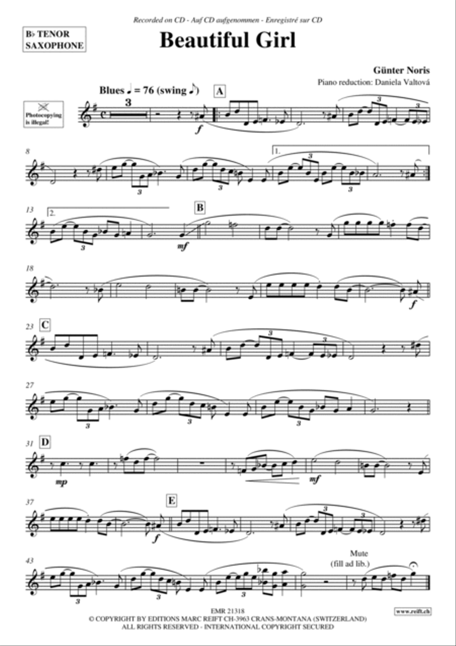 Beautiful Girl Beautiful Girl Tenor Saxophone scores gallery preview page 3