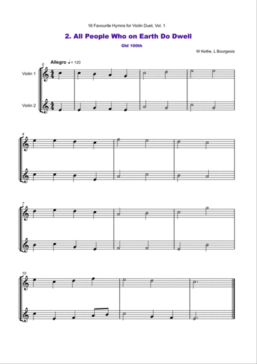 16 Favourite Hymns Vol.1 for Violin Duet String Duet scores gallery preview page 3