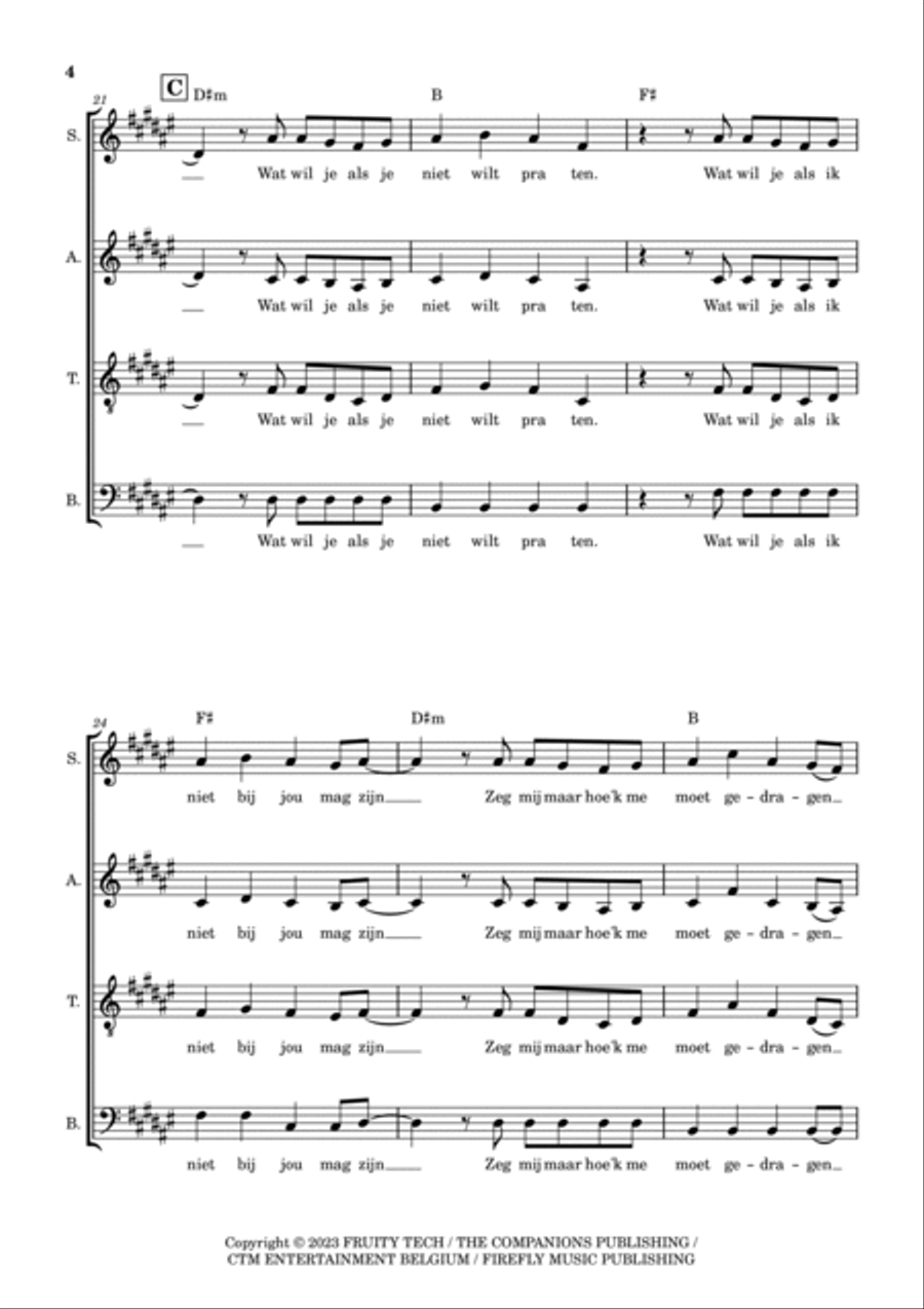 Wat Wil Je Van Mij 4-Part scores gallery preview page 4
