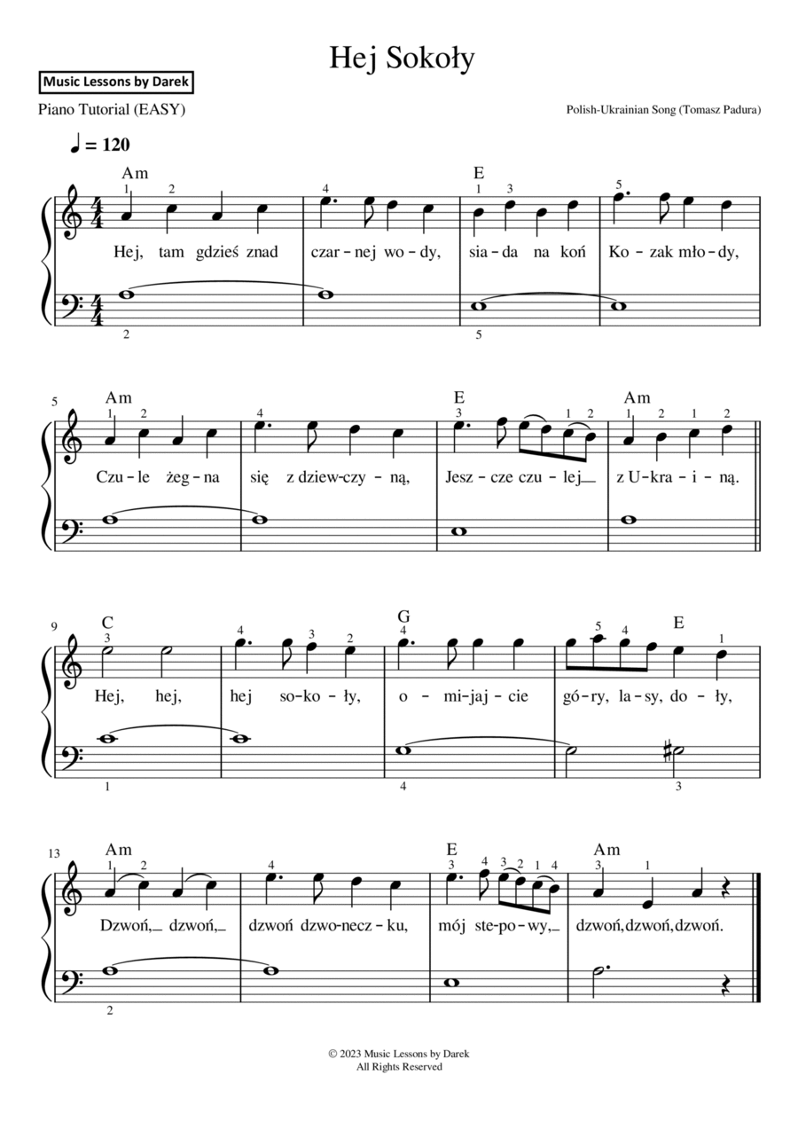 Hej Sokoly (Hey Falcons) [VERY EASY PIANO] Easy Piano scores gallery preview page 1