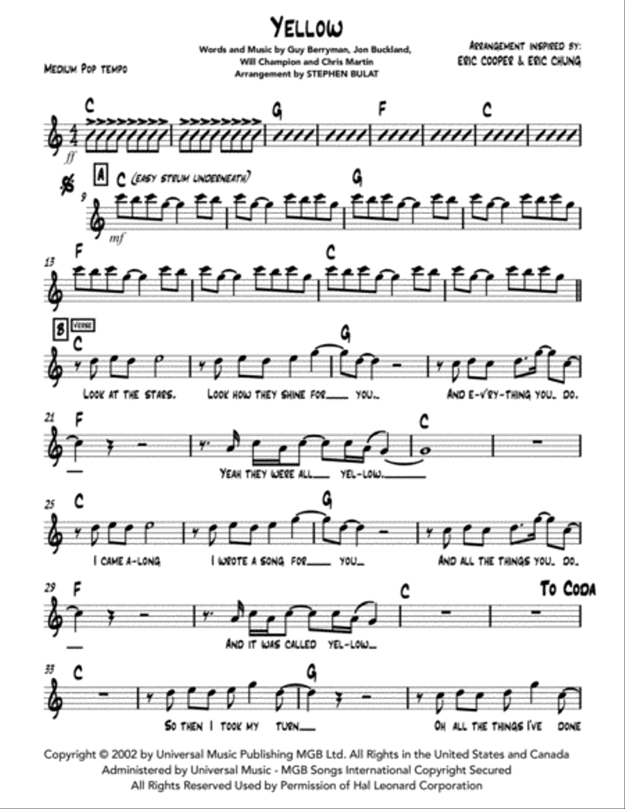 Yellow Piano, Vocal, Guitar scores gallery preview page 2