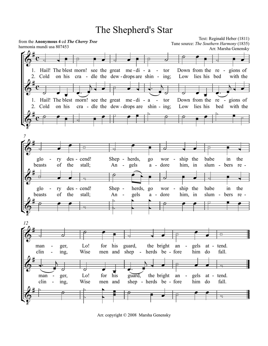 Anonymous 4: The Shepherd's Star 4-Part scores gallery preview page 1
