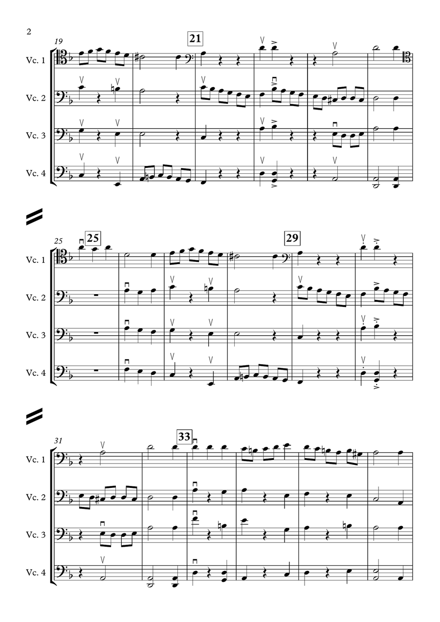 Basse-Danse (Movement 1 from Capriol Suite) [Cello Quartet] Cello Solo scores gallery preview page 2