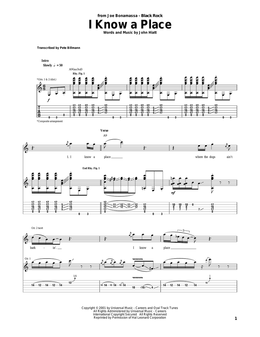 I Know A Place Acoustic Guitar scores gallery preview page 1
