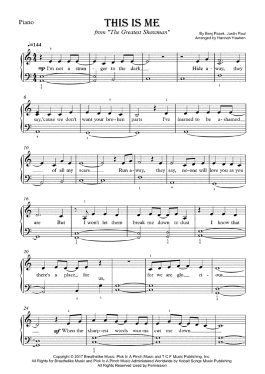 This Is Me Easy Piano scores gallery preview page 1